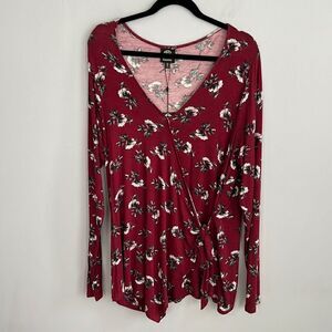 Women’s Bobeau 2X wrap shirt floral new with tags